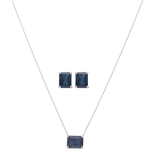 Set collar y broquel zafiro oro blanco 14K