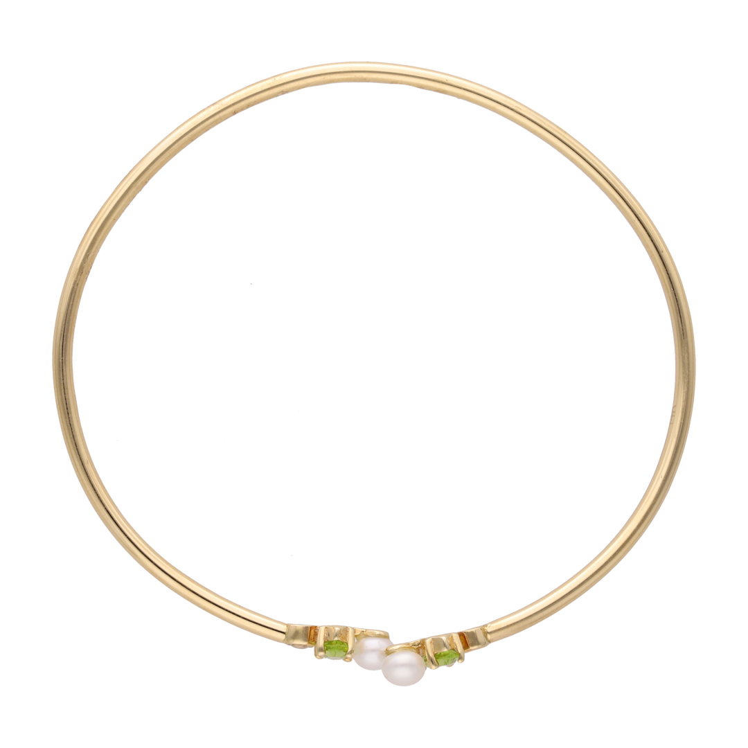 Aro flexible peridoto y perla mini 14K