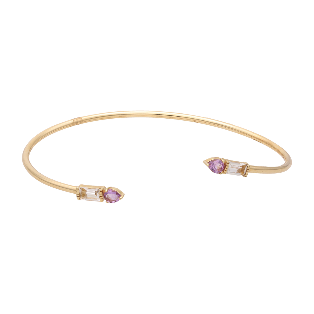 Aro flexible amatista y zafiro 14K