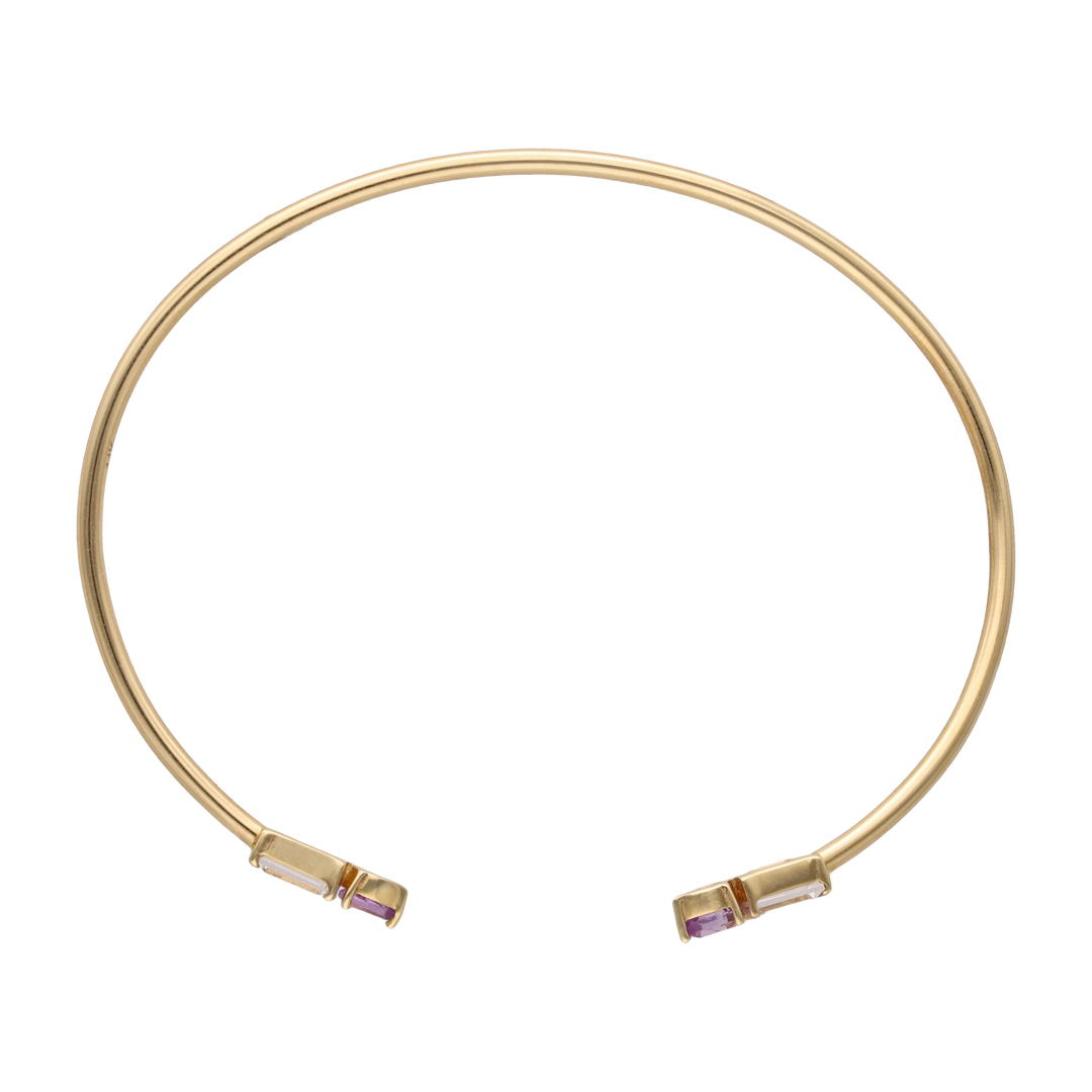 Aro flexible amatista y zafiro 14K