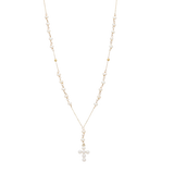 Collar largo tipo rosario perlas 14K