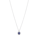 Collar zafiro oval y brillantes oro blanco 14K