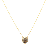Collar medalla oval porcelana Guadalupe 14K