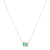 Set collar y broquel rubí/esmeralda 14K