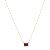 Set collar y broquel rubí/esmeralda 14K