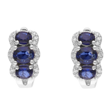 Arracadas 3 zafiros oval y brillantes 14K