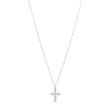 Collar cruz bolitas diamantes 14K