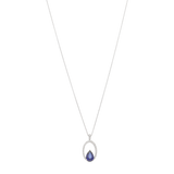 Collar dije bisel hueco zafiro gota y brillantes 14K