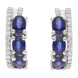 Arracadas zafiros oval y diamantes 14K