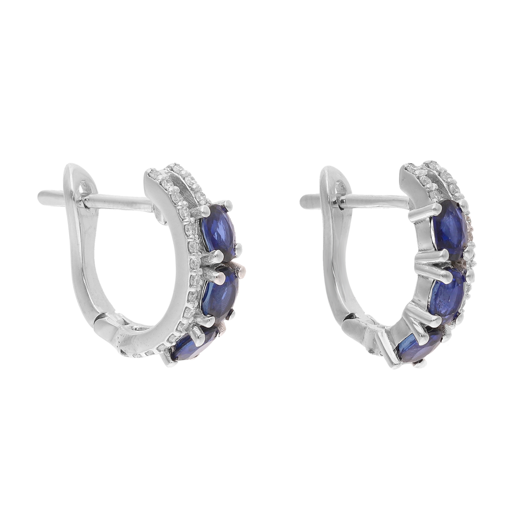 Arracadas zafiros oval y diamantes 14K