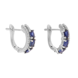 Arracadas zafiros oval y diamantes 14K