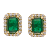 Broquel esmeralda bisel brillantes 14K