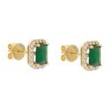 Broquel esmeralda bisel brillantes 14K