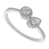 Anillo diamantes gota y brillante oro blanco 14K