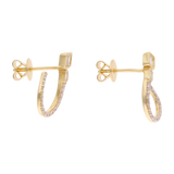 Aretes media luna baguettes y brillantes 14K