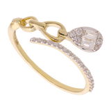 Anillo "tu y yo" eslabones y diamantes 14K