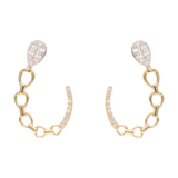 Aretes media luna eslabones 14K