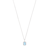 Collar topacio azul y brillantes oro blanco 14K