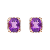 Broquel amatista y brillantes oro rosa 14K