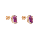 Broquel amatista y brillantes oro rosa 14K