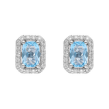 Broquel topacio azul y brillantes 14K