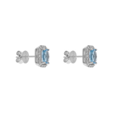 Broquel topacio azul y brillantes 14K