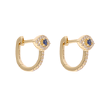 Huggies ojo turco zafiro y diamantes 14K