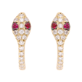 Huggies serpiente esmeralda/rubí y diamantes 14K