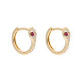 Huggies serpiente esmeralda/rubí y diamantes 14K