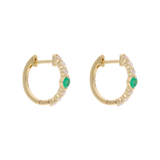 Huggies rubí/esmeralda/zafiro y diamantes 14K