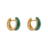 Arracadas malaquita y brillantes 14K
