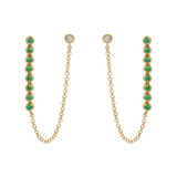 Broquel piercing tira esmeraldas y brillante 14K