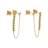 Broquel piercing tira esmeraldas y brillante 14K