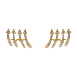 Aretes 4 líneas flecha brillantes 14K
