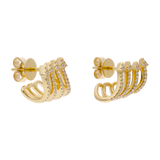 Aretes 4 líneas flecha brillantes 14K