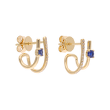 Medias huggies 2 líneas turquesa/zafiro y brillantes 14K