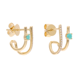 Medias huggies 2 líneas turquesa/zafiro y brillantes 14K
