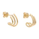Aretes 3 líneas brillantes y liso 14K