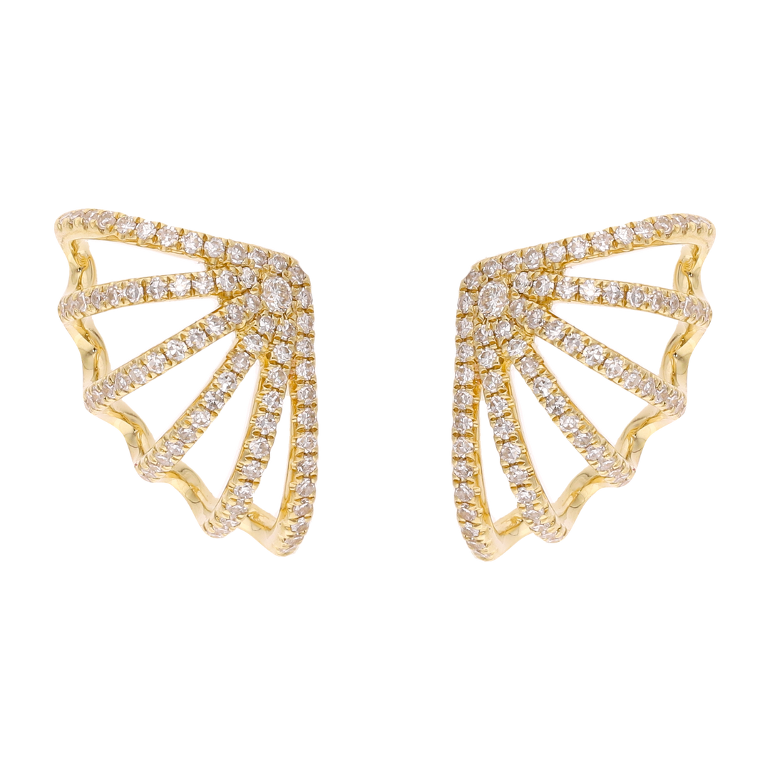 Aretes 6 líneas brillantes 14K