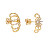 Aretes 6 líneas brillantes 14K