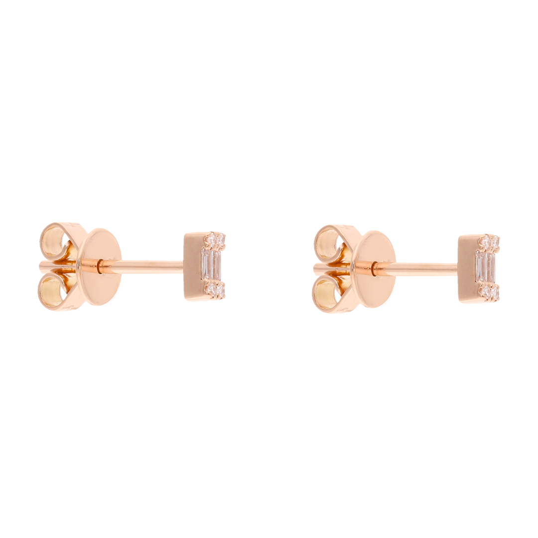 Broquel mini baguettes y brillantes 14K