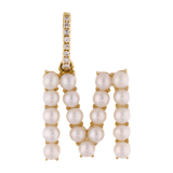 Dije inicial perlas y diamantes 14K