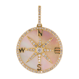 Medalla rosa del viento madre perla y diamantes 14K