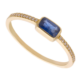Anillo rubí/zafiro baguette y brillantes 14K