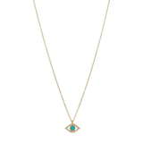 Collar ojo turco turquesa y brillantes 14K