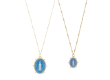 Collar medalla Guadalupe ágata y circonias plata