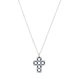 Collar dije cruz zafiros y brillantes 14K