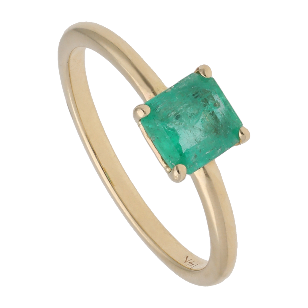 Anillo solitario esmeralda 14K