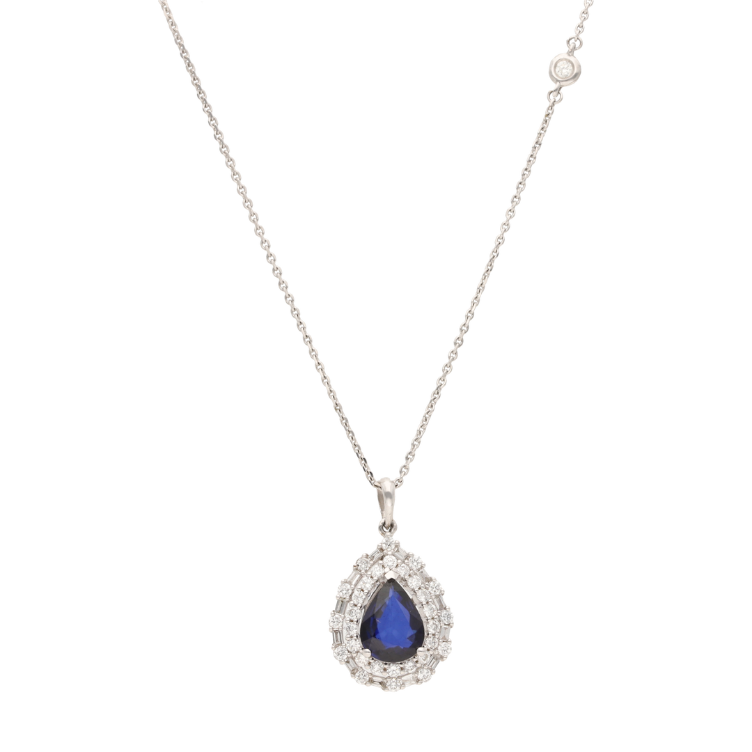 Collar zafiro pera y diamantes 18K