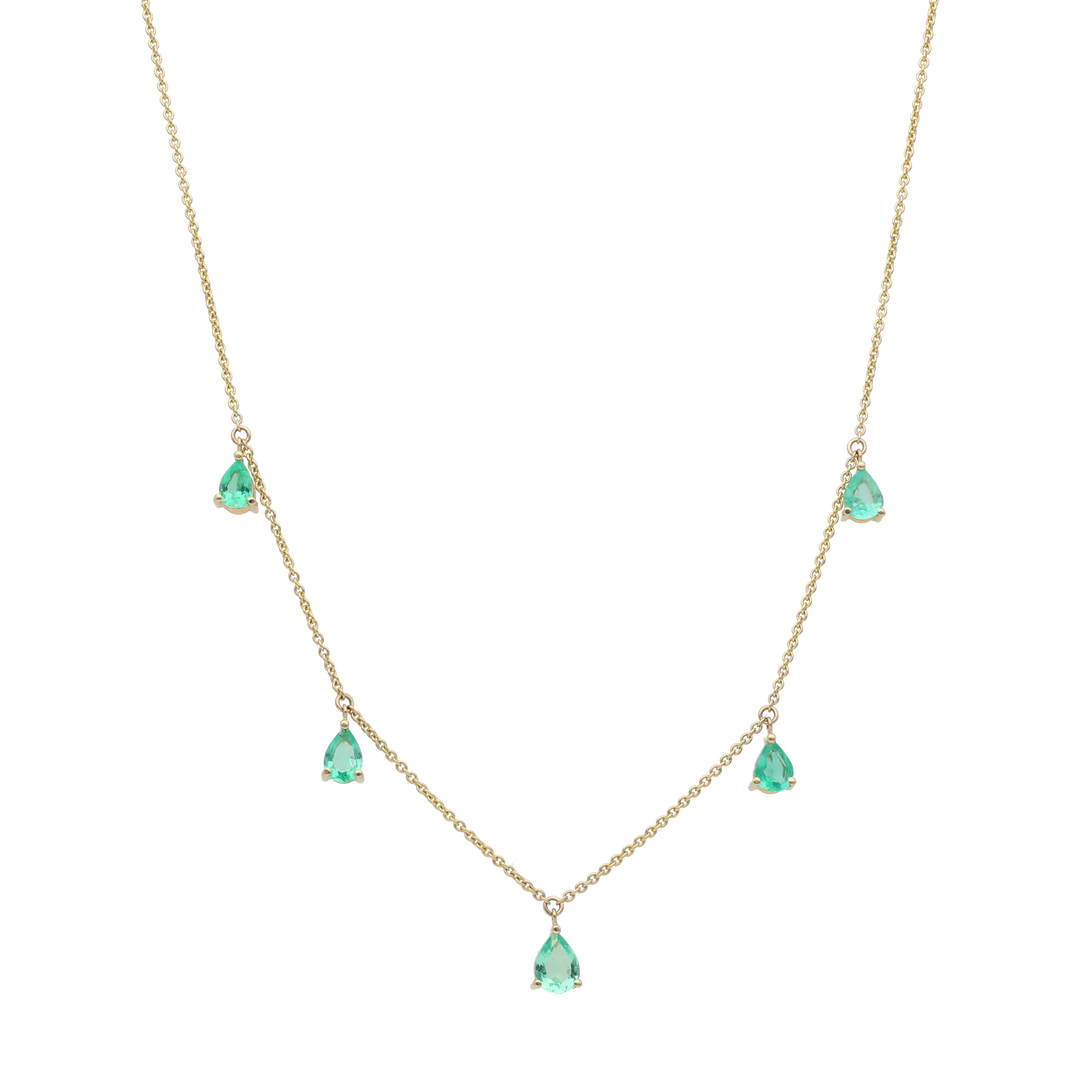 Collar esmeraldas colgantes 14K